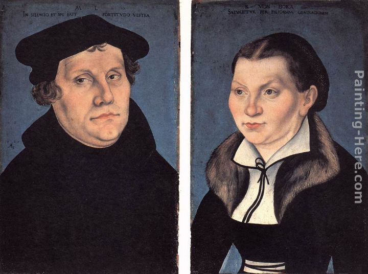 Diptych with the Portraits of Luther and his Wife painting - Lucas Cranach the Elder Diptych with the Portraits of Luther and his Wife art painting